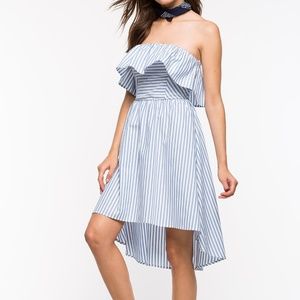 A'gaci Polly Stripe Ruffle Hi Lo Dress size M